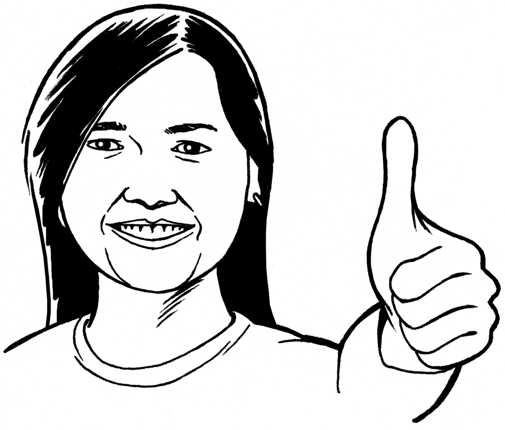 happy thumbs up woman